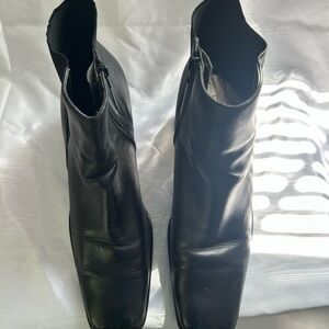 Black Leather Ankle Boots